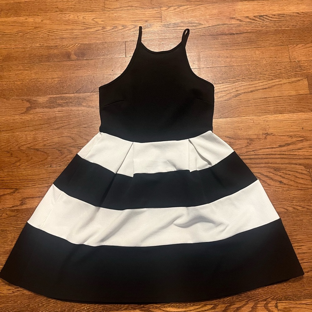 Soprano Black and White Striped Mini Dress